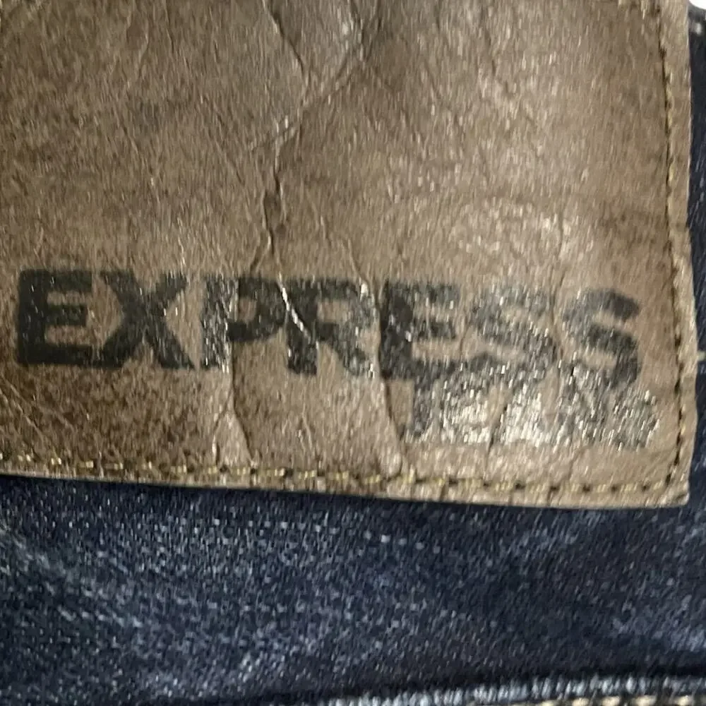 Express Blake Loose Fit Straight Leg Dark Wash Denim Jeans Size 34X30 Streetwear